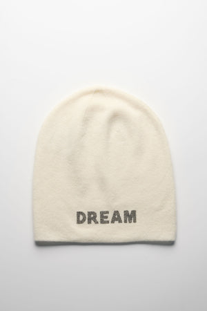 Damian DREAM Mütze in Blanc mit Kristallen – WARM ME Kaschmir