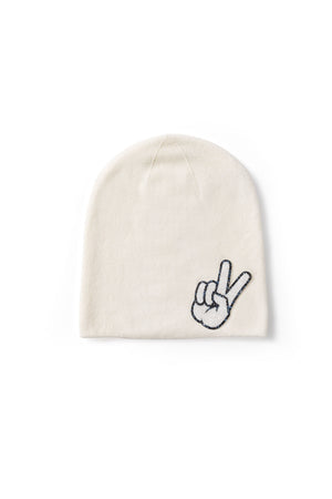 Kristallelement Peace Hand Crystal Rock Weiß – Mützen-Personalisierung von WARM ME