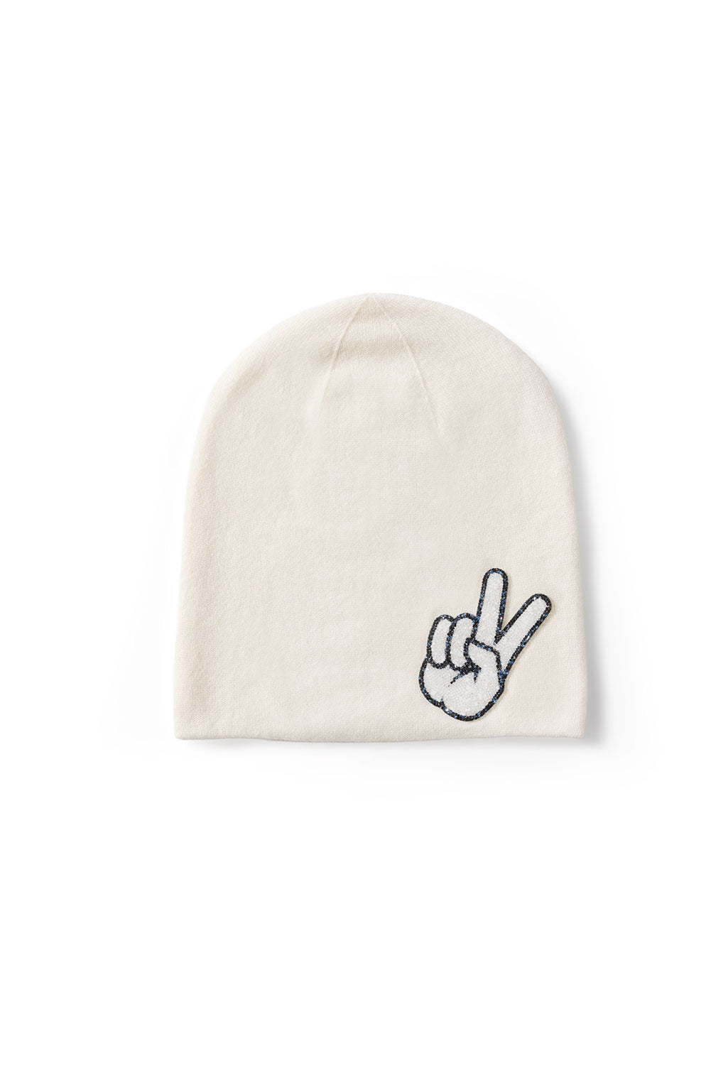 Kristallelement Peace Hand Crystal Rock Weiß – Mützen-Personalisierung von WARM ME